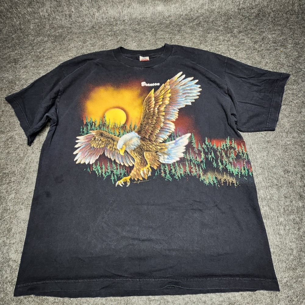 Mens Branson MO Bald Eagle Sun & Moon Wrap‎ Around Graphic Art Print Tshirt XXL